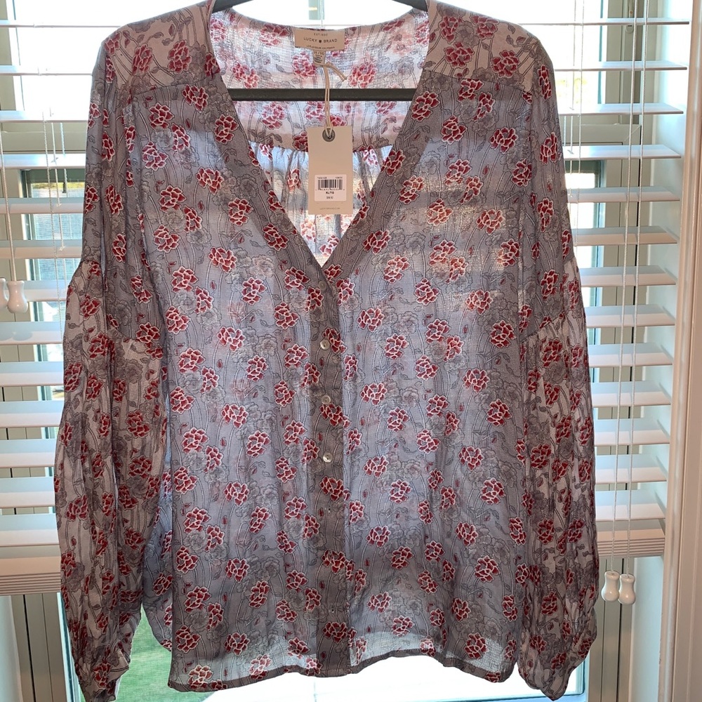 Lucky Brand Women’s Floral Button-Up Blouse NWT